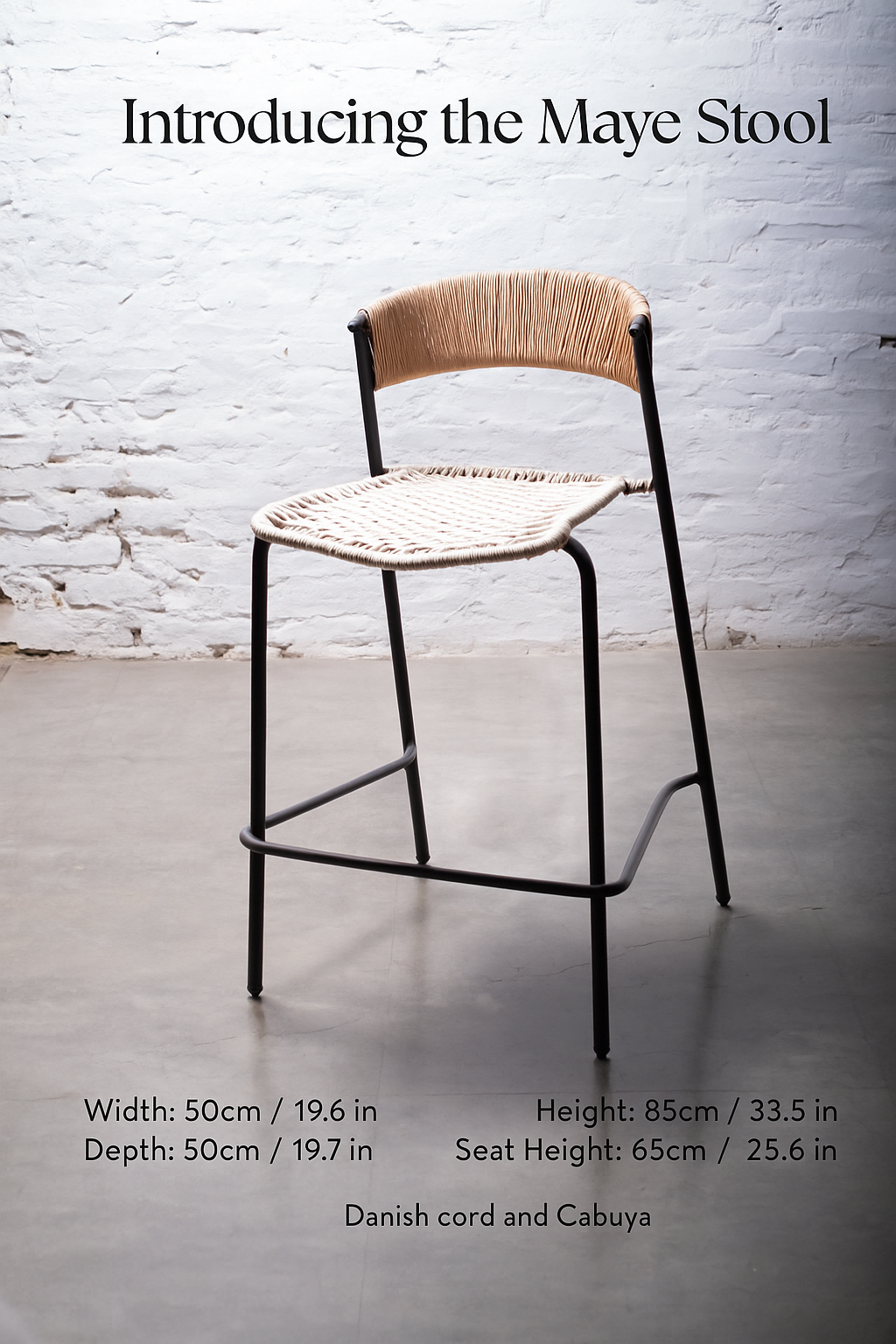 Maye Counter Stool – Handwoven Danish Cord & Cabuya Seat