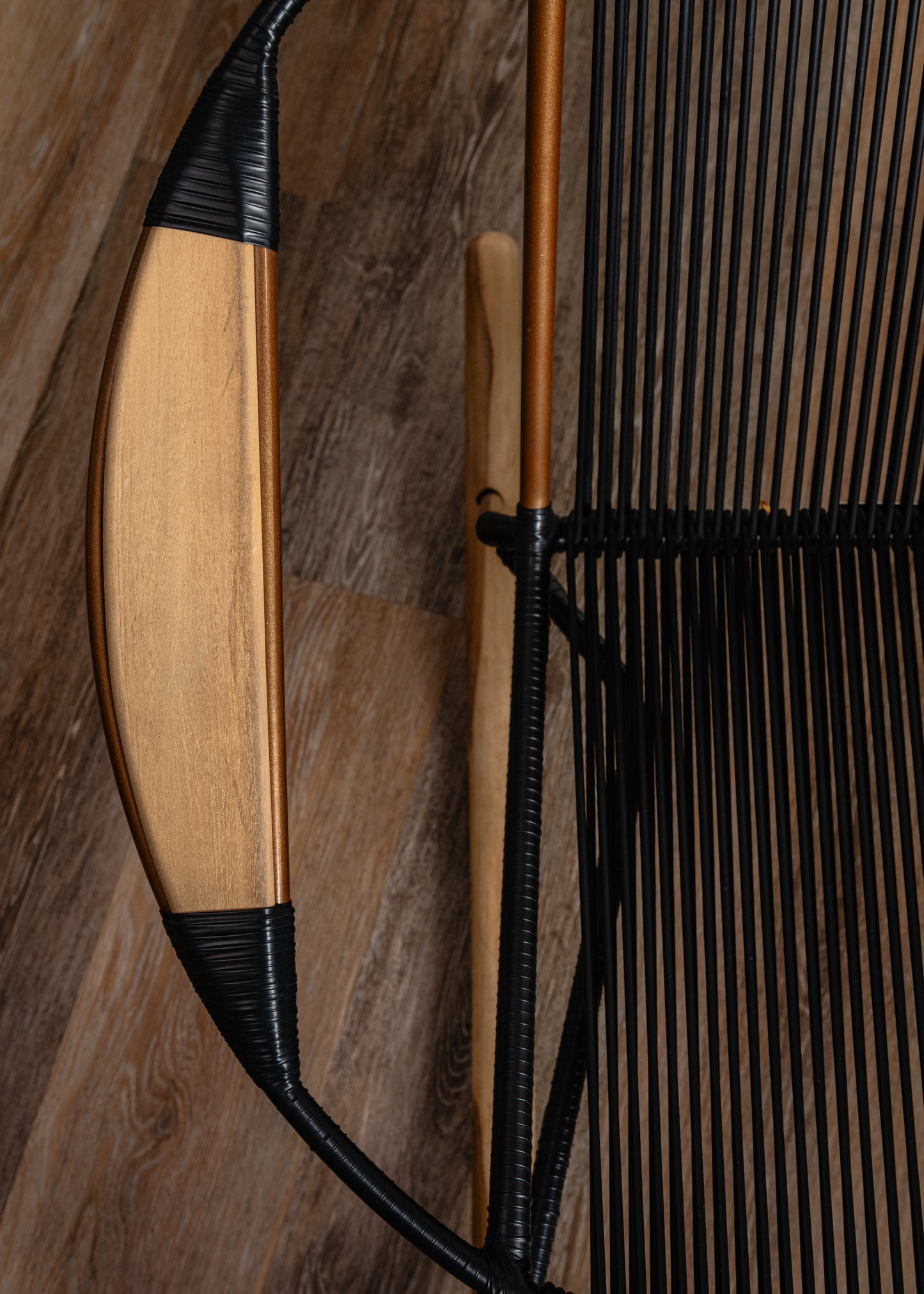 Solido Black Rocking Chair with Copper Frame – Modern Indoor & Outdoor Teak Rocker