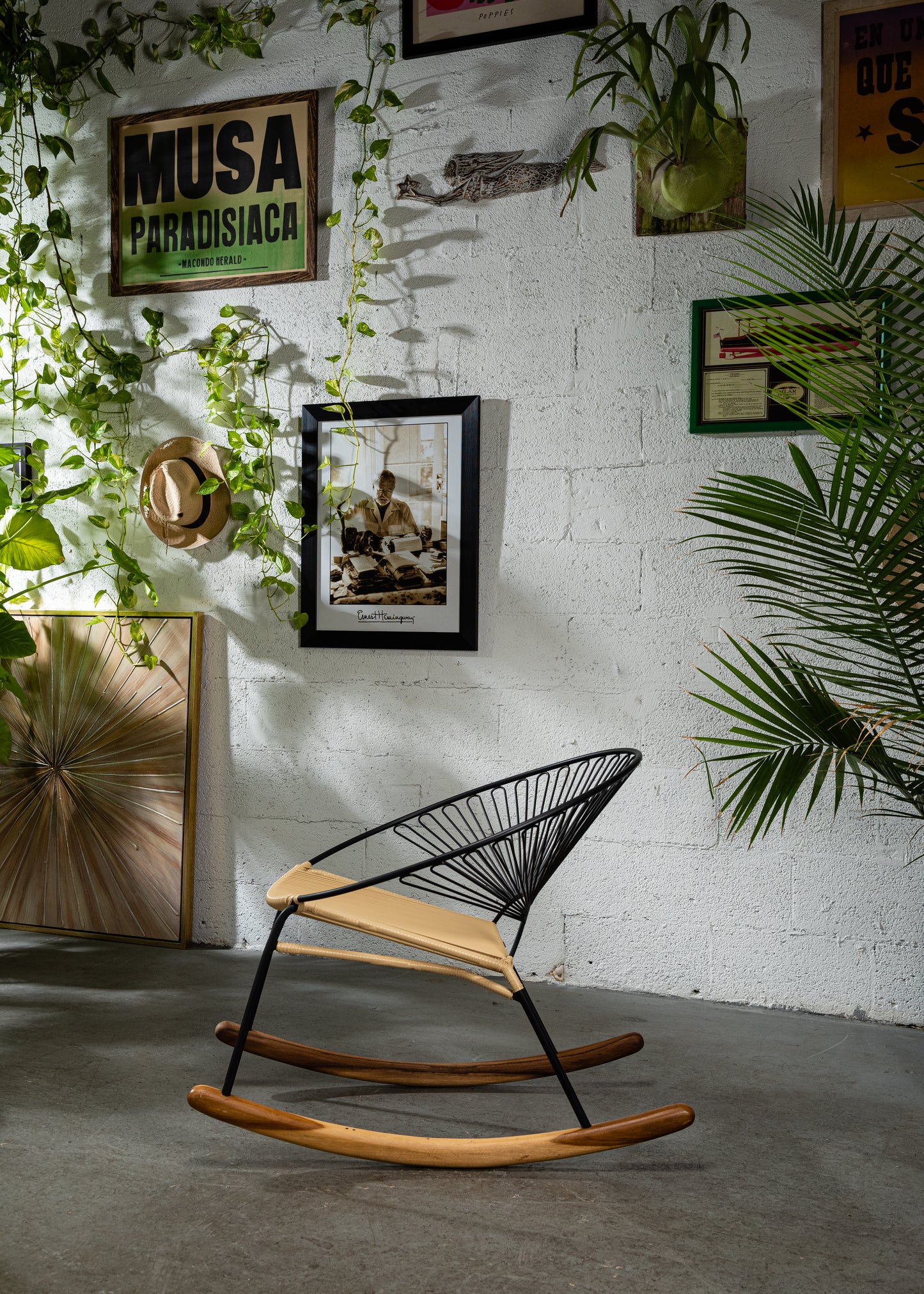 La Purohierro Rocking Chair Beige– Indoor & Covered it outdoor Use, Minimalist Tropical Design