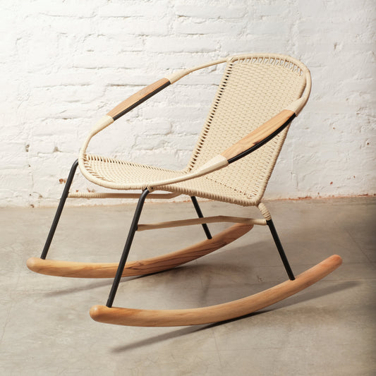 Tucurinca Rocking Chair – Indoor & Outdoor Use, Teak Wood Arms & rockers