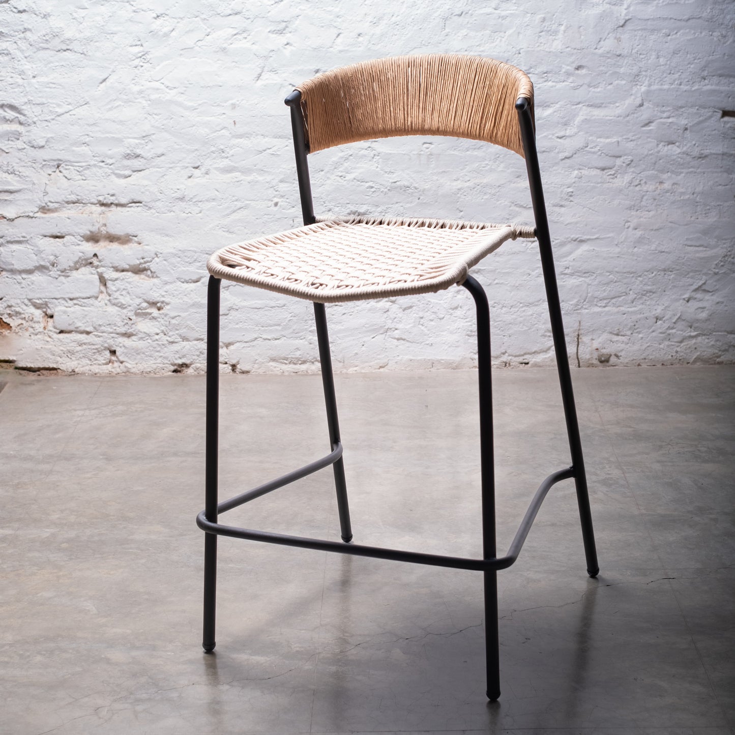 Maye Counter Stool – Handwoven Danish Cord & Cabuya Seat
