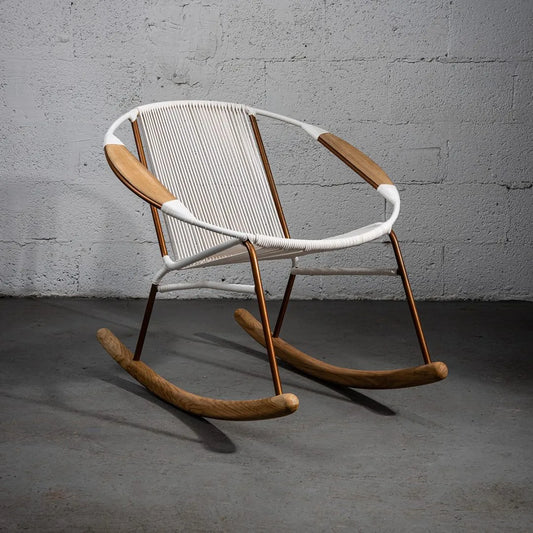 Solido Modern Rocking Chair White – Indoor & Outdoor Rocker Recliner for Timeless Comfort